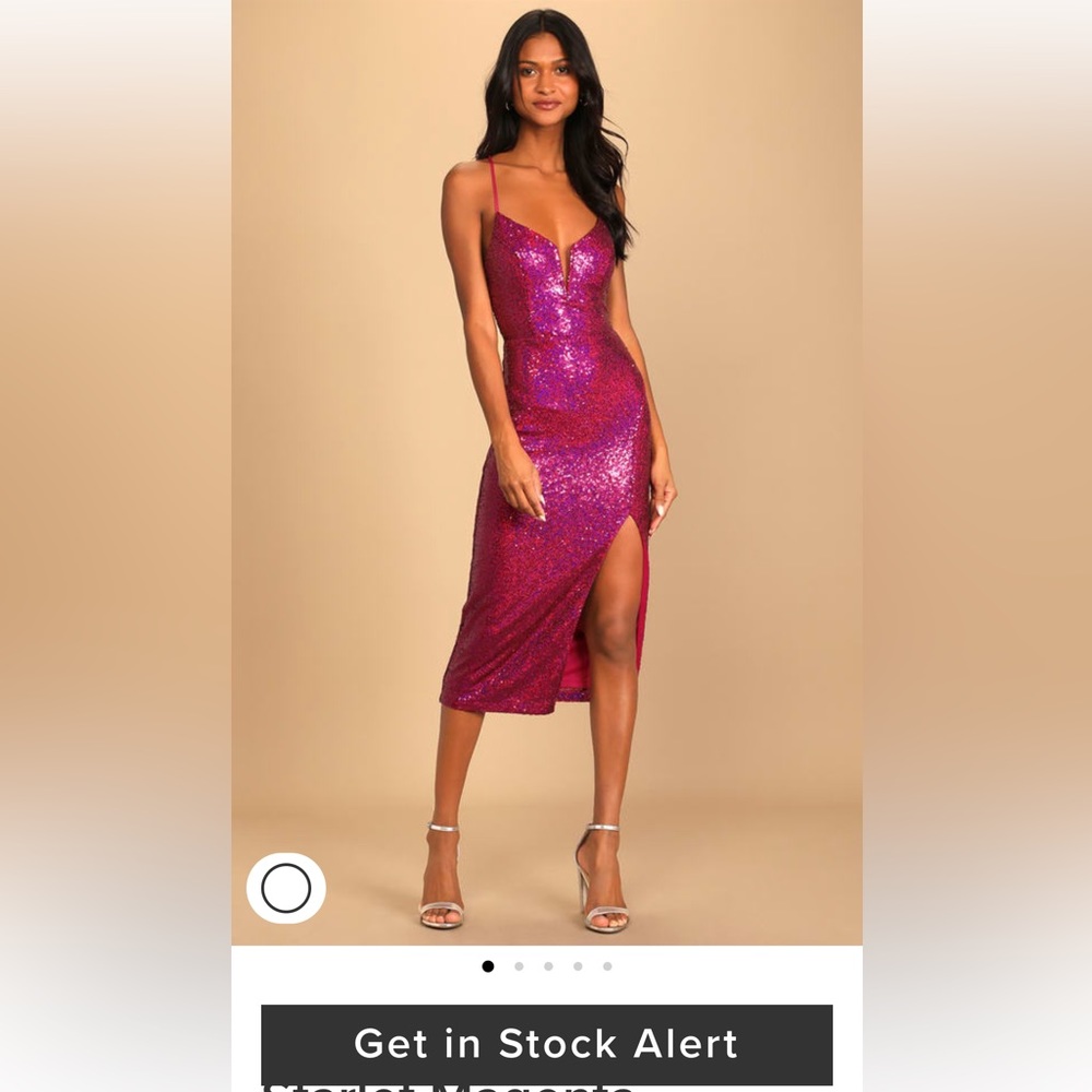Lulus Pink Sequin Form Fitting Dress with Side Slit